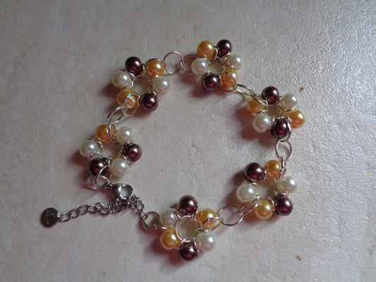 Bracelet en perle de verre ajustable, marron