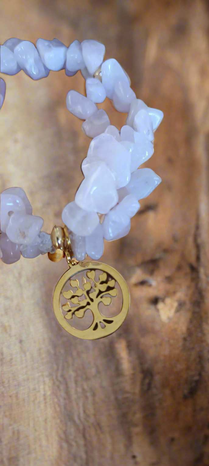 Bracelet en pierre naturel en quartz rose.
