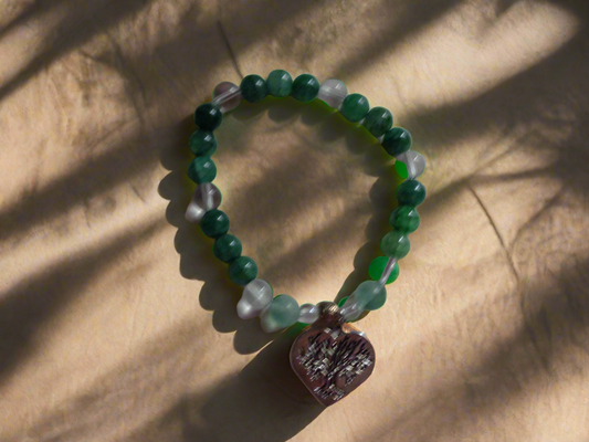 Bracelet en pierre précieuse  naturel  de 8mm cristal de roche et pierres craquelée