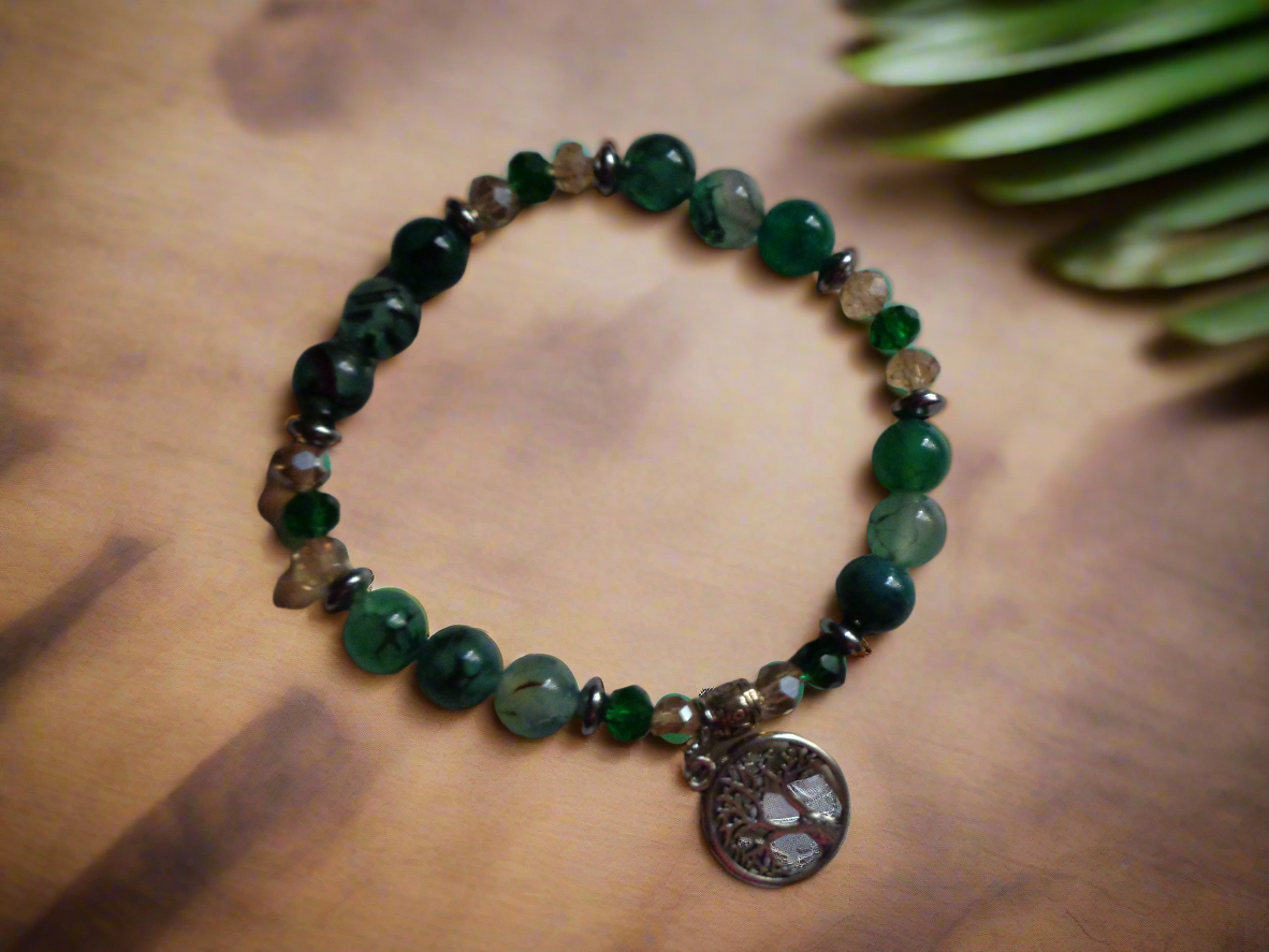 Bracelet en pierre précieuse  naturel 8mm pierre veine du dragon verte