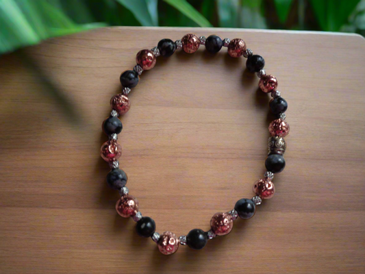 Bracelet en pierre précieuse  naturel  de 6mm obsidienne