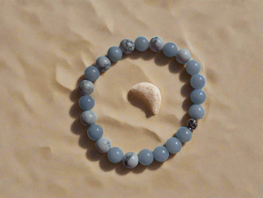 Bracelet en pierre précieuse  naturel  de 8mm aigue marine, how lite