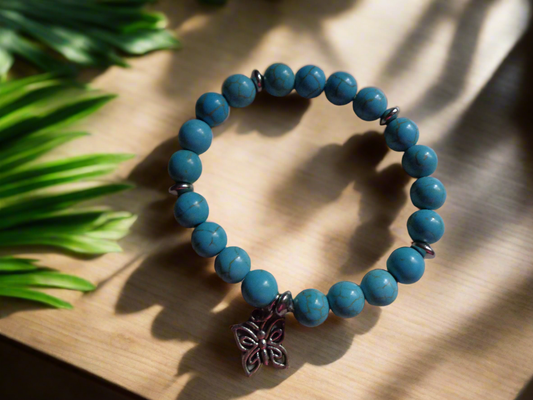 Bracelet en pierre précieuse  naturel  de 8mm turquoise