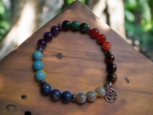 Bracelet en pierre précieuse  naturel  de 8mm 7 chakras