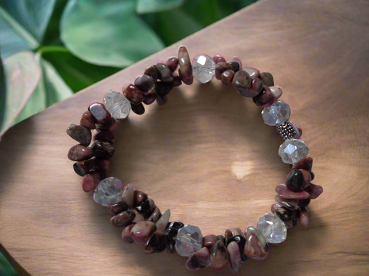 Bracelet en pierre naturel rhodonite.
