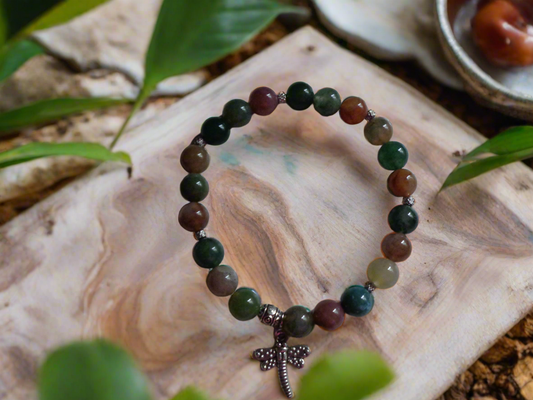 Bracelet en pierre précieuse  naturel  de 8mm agate indienne