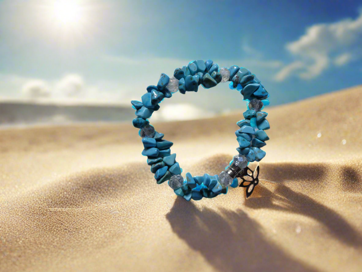 Bracelet en pierre naturel turquoise.