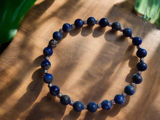 Bracelet en pierre précieuse  naturel  de 6mm lapis lazuli