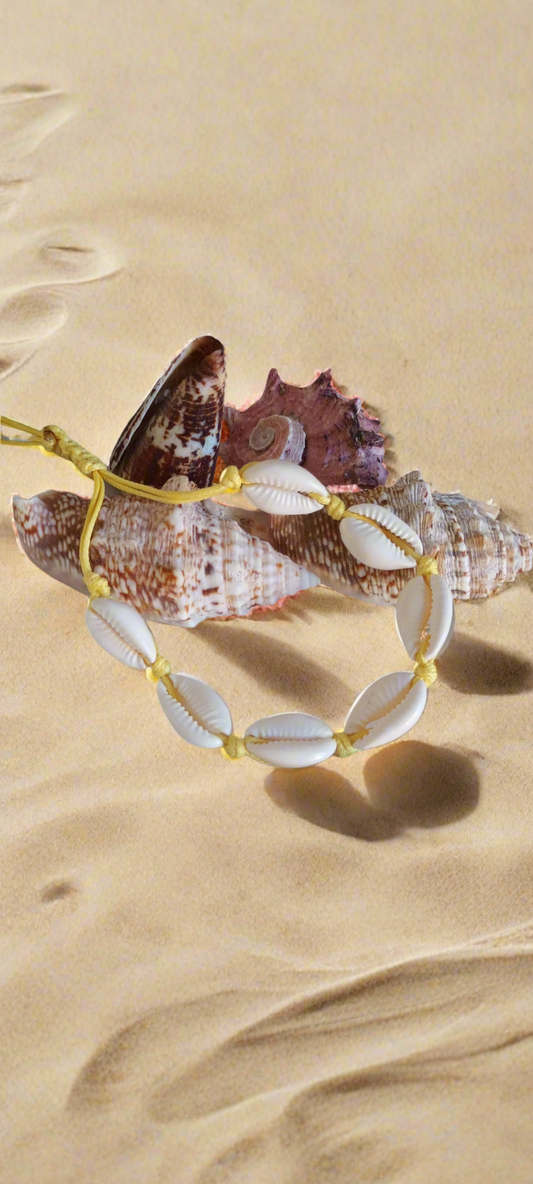 Bracelet en coquillages véritables,jaune