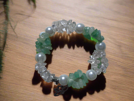 Bracelet en pierre précieuse  naturel cristal de roche et aventurine