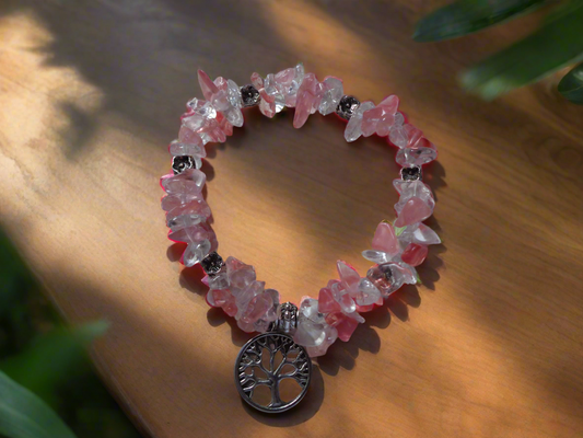 Bracelet en pierre naturel quartz cerise.