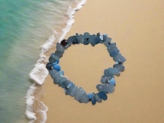 Bracelet en pierre précieuse  naturel aigue marine