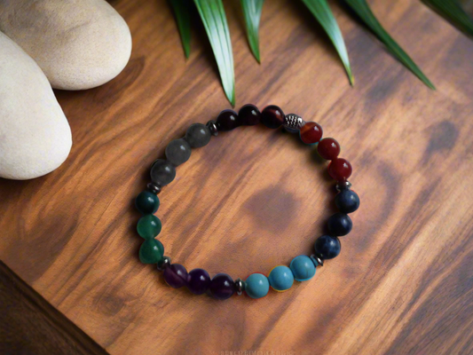 Bracelet en pierre précieuse  naturel  de 8mm 7 chakras